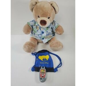 Build a bear Workshop bear with fish Hawaiian shirt drawstring bag and phone